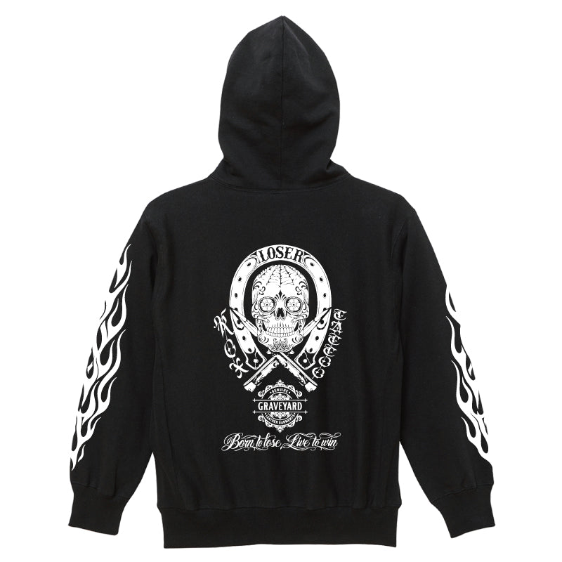 ✦12oz✦SWEAT ZIP HOODIE BK/GYLG×ROX TATTOO WORKS✦10月初旬納品プレオーダー✦