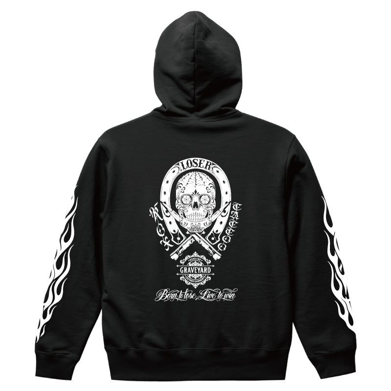 ✦10oz✦SWEAT ZIP HOODIE BK/GYLG×ROX TATTOO WORKS✦10月初旬納品プレオーダー✦