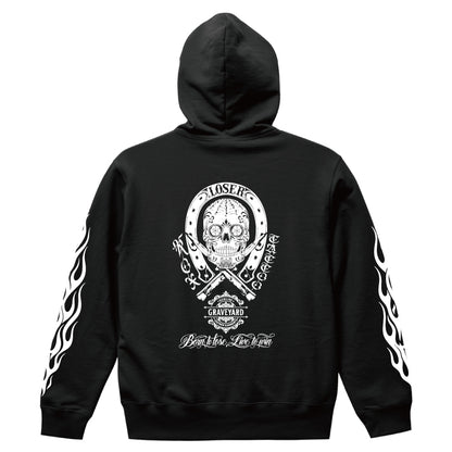 ✦10oz✦SWEAT ZIP HOODIE BK/GYLG×ROX TATTOO WORKS✦10月初旬納品プレオーダー✦