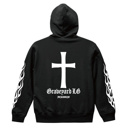 ✦10oz✦SWEAT  HOODIE BK/Graveyard LG&FLAMES✦10月初旬納品プレオーダー✦