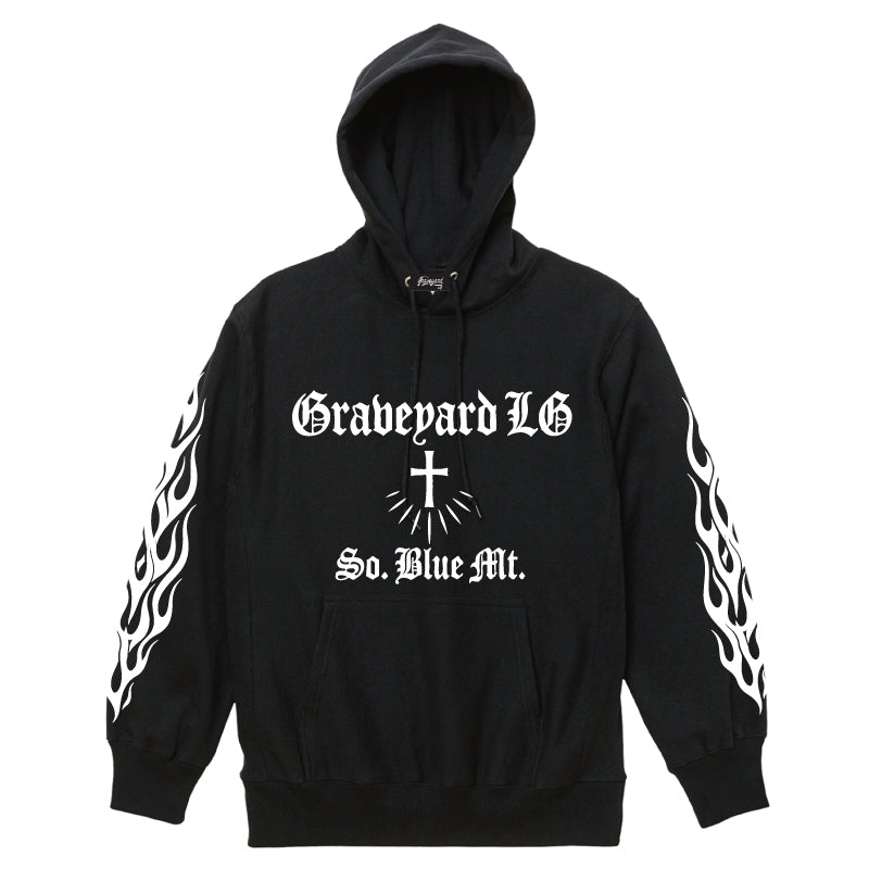 ✦12oz✦裏起毛SWEAT HOODIE BK/Graveyard LG&FLAMES✦10月初旬納品プレオーダー✦