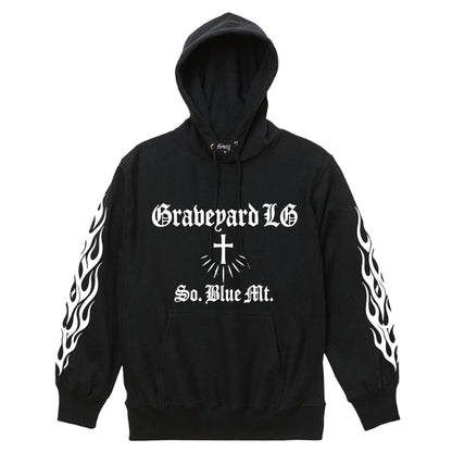 ✦12oz✦裏起毛SWEAT HOODIE BK/Graveyard LG&FLAMES✦10月初旬納品プレオーダー✦