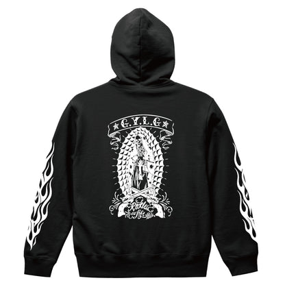 ✦10oz✦SWEAT ZIP HOODIE BK/MARIA&FLAMES✦10月初旬納品プレオーダー✦