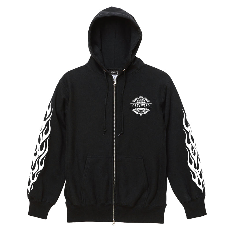✦12oz✦裏起毛SWEAT ZIP HOODIE BK/MARIA&FLAMES✦10月初旬納品プレオーダー✦