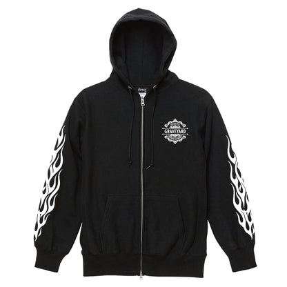 ✦12oz✦裏起毛SWEAT ZIP HOODIE BK/MARIA&FLAMES✦10月初旬納品プレオーダー✦