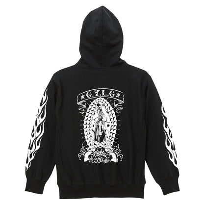 ✦12oz✦裏起毛SWEAT HOODIE BK/MARIA&FLAMES✦10月初旬納品プレオーダー✦