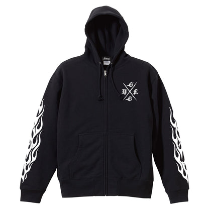 ✦10oz✦SWEAT ZIP HOODIE BK/Graveyard LOGO&FLAMES✦10月初旬納品プレオーダー✦