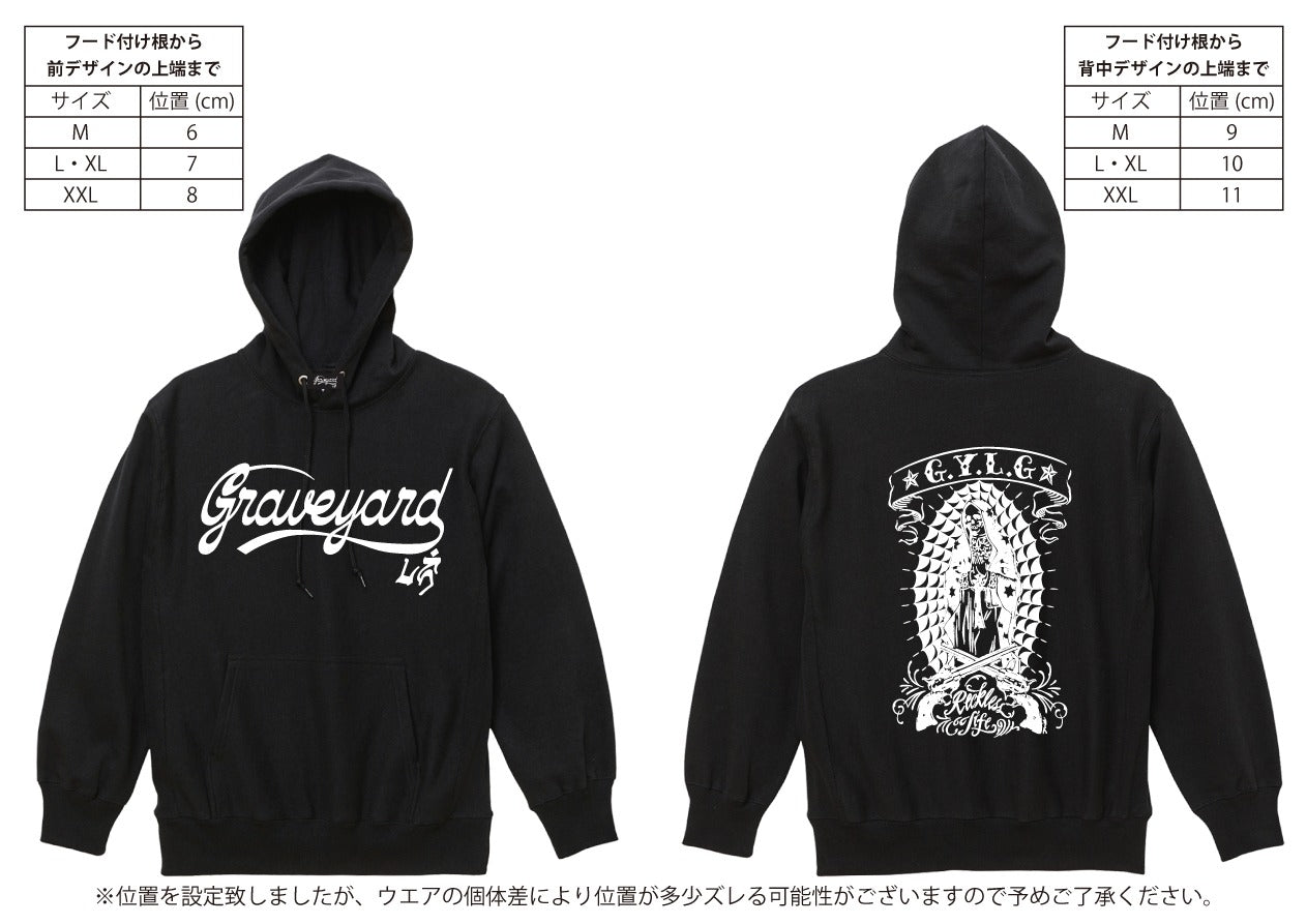 ✦SOLD OUT✦L/S 12oz Fleece Lined Sweat Hoodie BLACK ✦GUNS＆MARIA✦