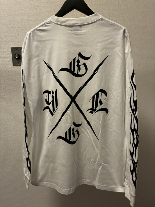 ◆11月中旬〜12月初旬納品プレオーダー◆L/S TEE GYLG FIRE&X-LOGO〈WH×BK〉
