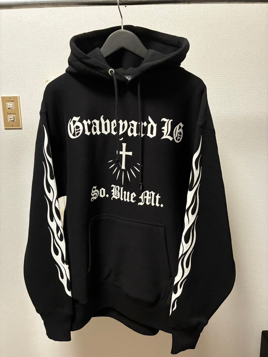 ✦12oz✦裏起毛SWEAT HOODIE BK/Graveyard LG&FLAMES✦
