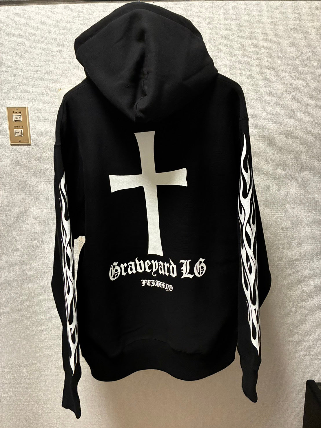 ✦12oz✦裏起毛SWEAT HOODIE BK/Graveyard LG&FLAMES✦