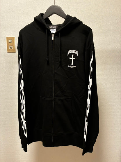✦12oz✦SWEAT ZIP HOODIE BK/GYLG×ROX TATTOO WORKS✦