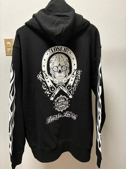 ✦12oz✦SWEAT ZIP HOODIE BK/GYLG×ROX TATTOO WORKS✦