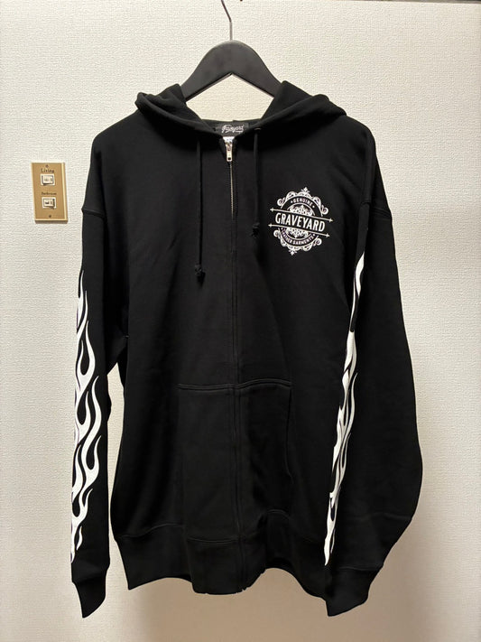 ✦12oz✦裏起毛SWEAT ZIP HOODIE BK/MARIA&FLAMES✦11月中旬〜12月初旬納品プレオーダー✦