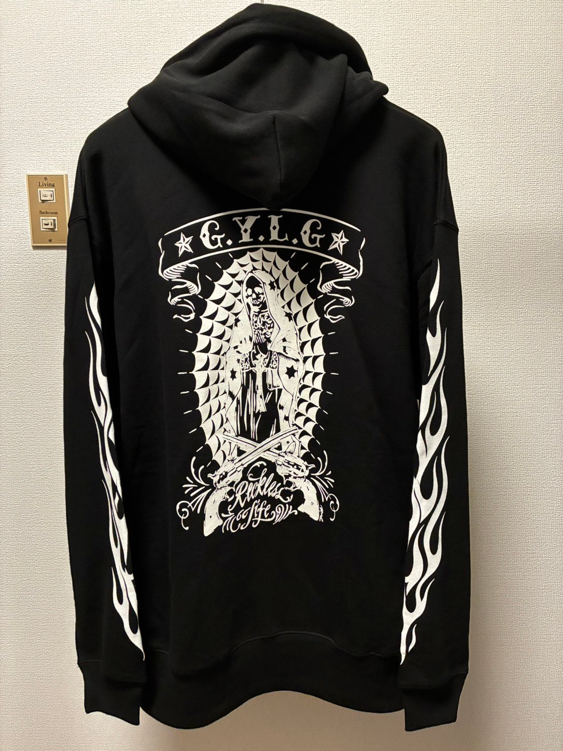 ✦12oz✦裏起毛SWEAT ZIP HOODIE BK/MARIA&FLAMES✦