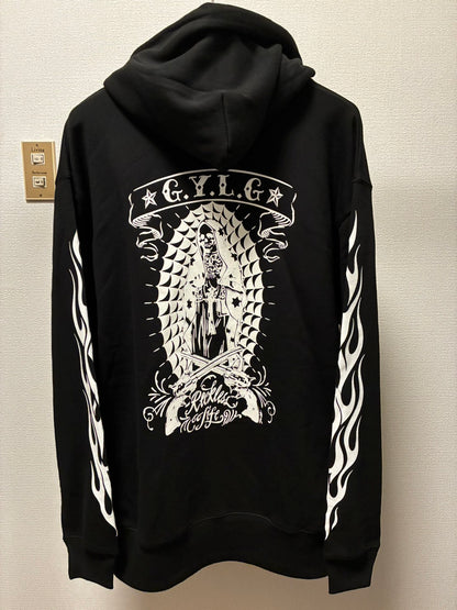✦12oz✦裏起毛SWEAT ZIP HOODIE BK/MARIA&FLAMES✦