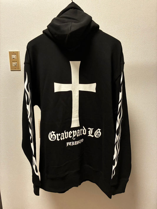 ✦10oz✦SWEAT ZIP HOODIE BK/Graveyard LG&FLAMES✦11月中旬〜12月初旬納品プレオーダー✦