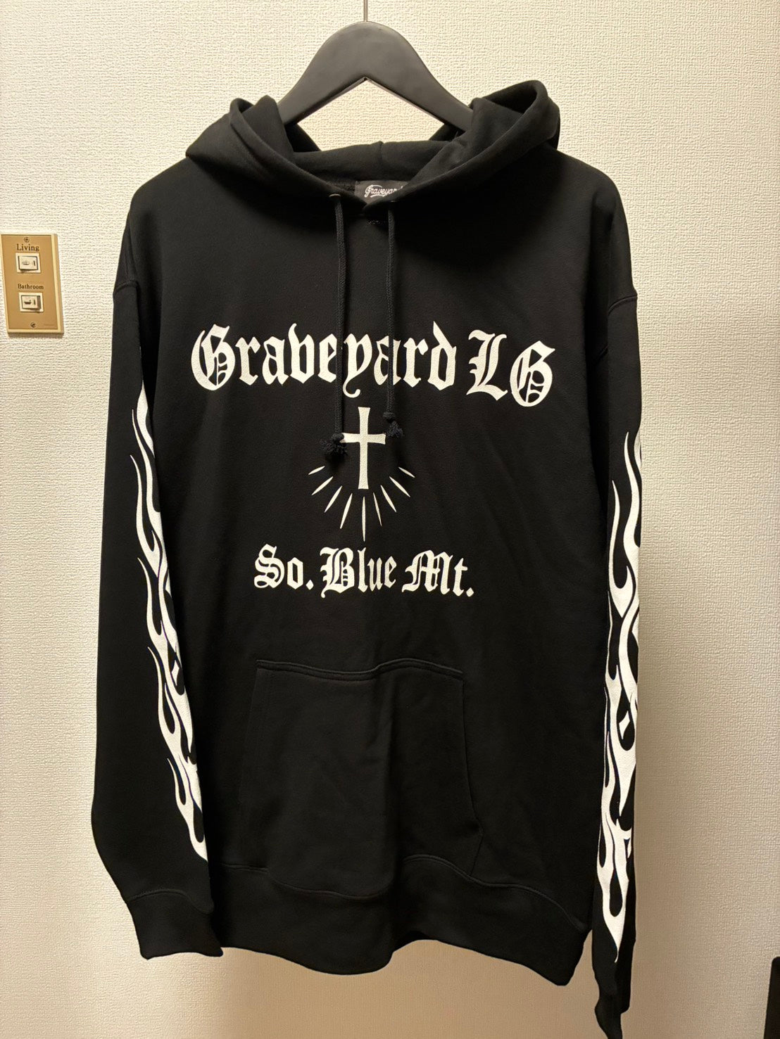 ✦10oz✦SWEAT  HOODIE BK/Graveyard LG&FLAMES✦