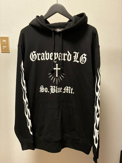 ✦10oz✦SWEAT  HOODIE BK/Graveyard LG&FLAMES✦