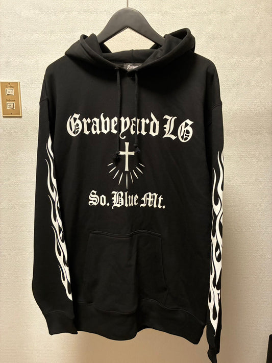 ✦10oz✦SWEAT  HOODIE BK/Graveyard LG&FLAMES✦11月中旬〜12月初旬納品プレオーダー✦