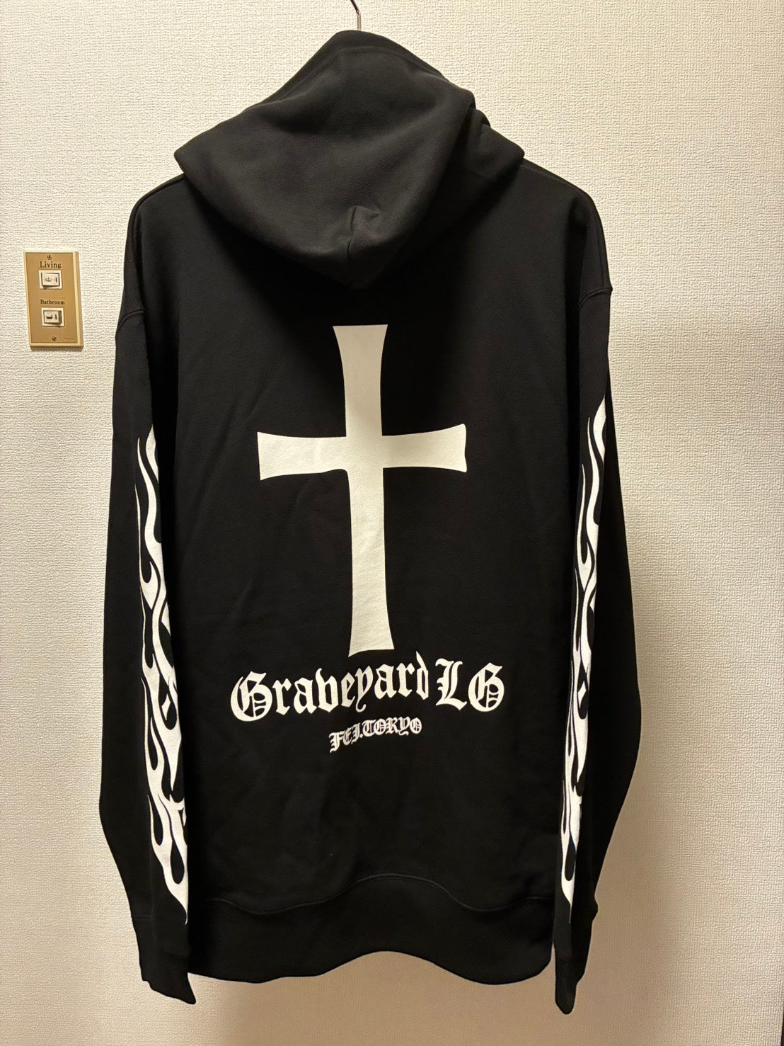 ✦10oz✦SWEAT  HOODIE BK/Graveyard LG&FLAMES✦