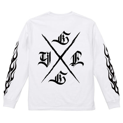 ◆8月中旬納品プレオーダー◆L/S TEE GYLG FIRE&X-LOGO〈WH×BK〉