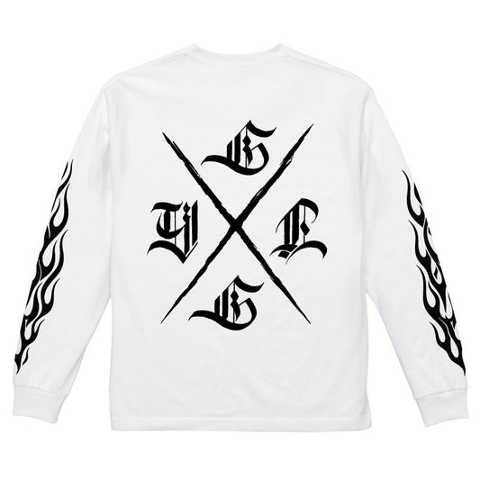◆8月中旬納品プレオーダー◆L/S TEE GYLG FIRE&X-LOGO〈WH×BK〉