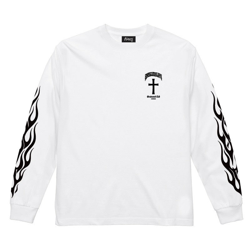 ◆8月中旬納品プレオーダー◆L/S TEE GYLG FIRE&X-LOGO〈WH×BK〉