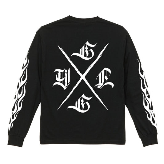 ◆8月中旬納品プレオーダー◆L/S TEE GYLG FIRE&X-LOGO〈BK×WH〉