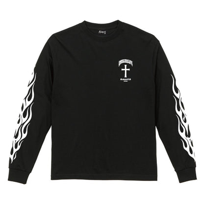 ◆8月中旬納品プレオーダー◆L/S TEE GYLG FIRE&X-LOGO〈BK×WH〉